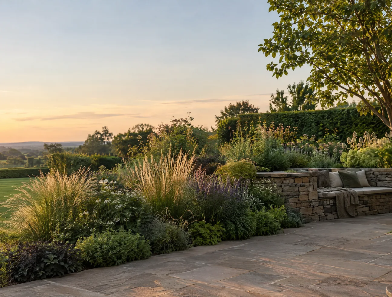 A steep back garden turned into three level rooms.